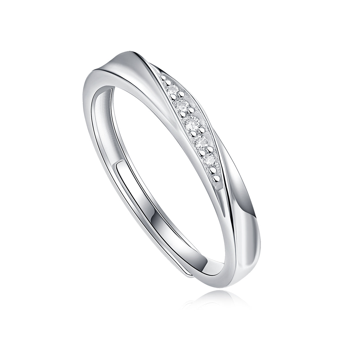 Tidal Wave Couple Ring | 925 Sterling Silver Matching Band