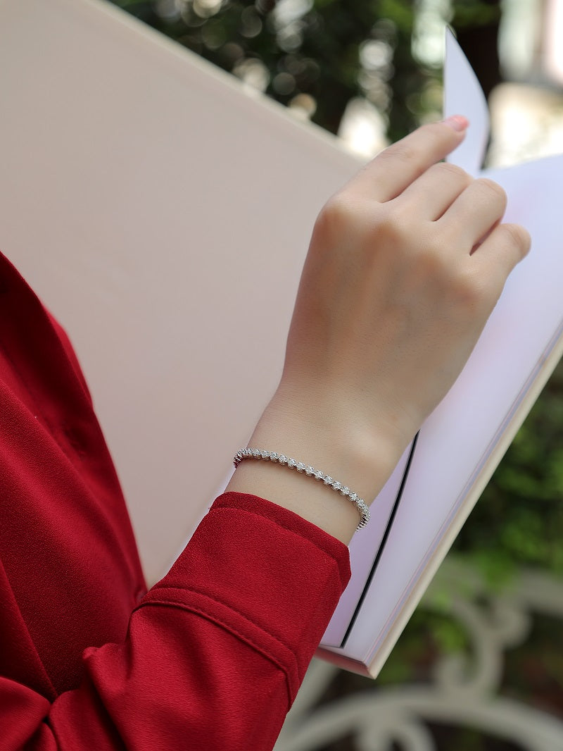 Starlit Bracelet | 925 Sterling Silver, Round Tennis Bracelet