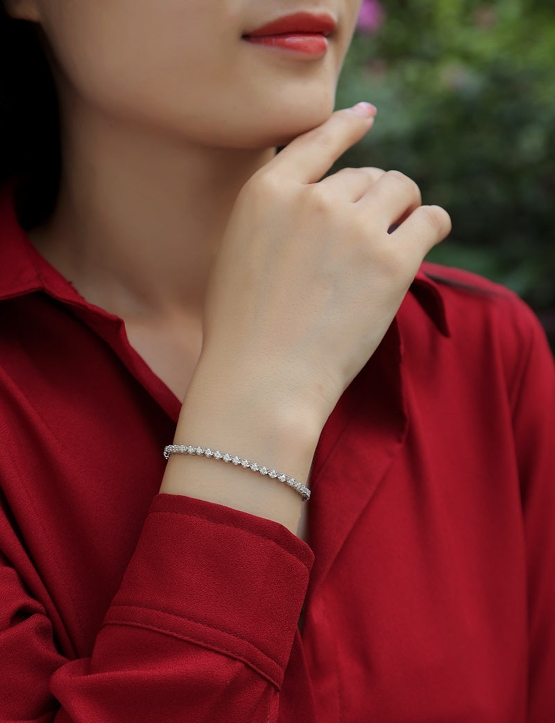 Starlit Bracelet | 925 Sterling Silver, Round Tennis Bracelet