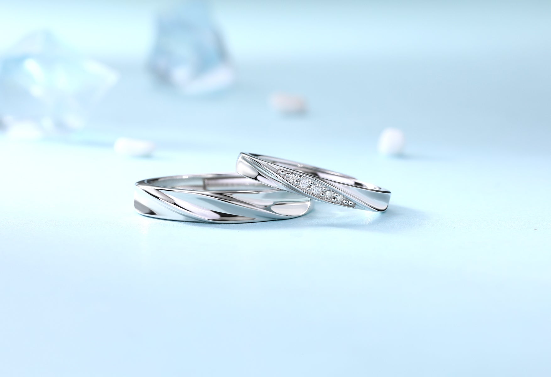 Tidal Wave Couple Ring | 925 Sterling Silver Matching Band