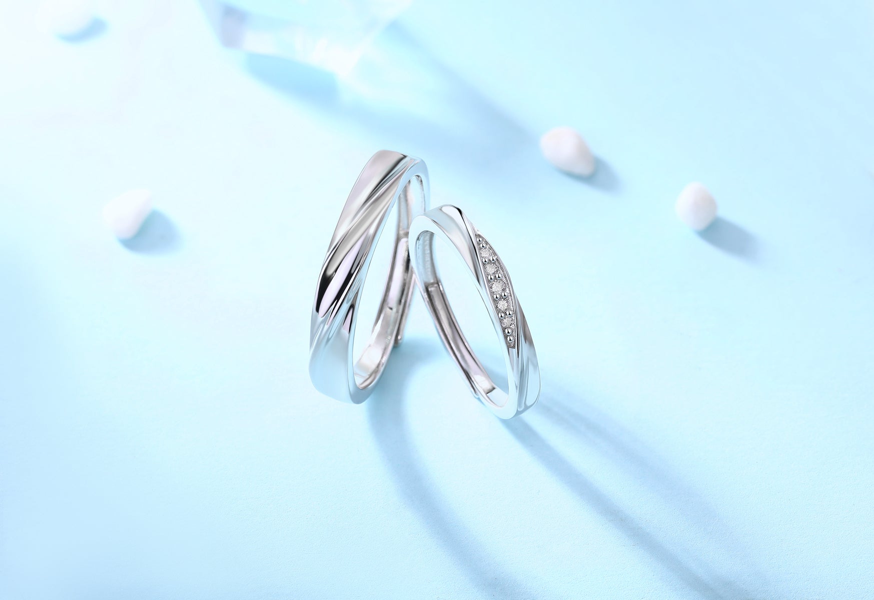 Tidal Wave Couple Ring | 925 Sterling Silver Matching Band