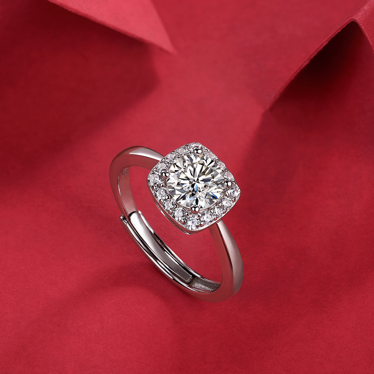 Hidden Gem Ring | Square Halo Moissanite Ring