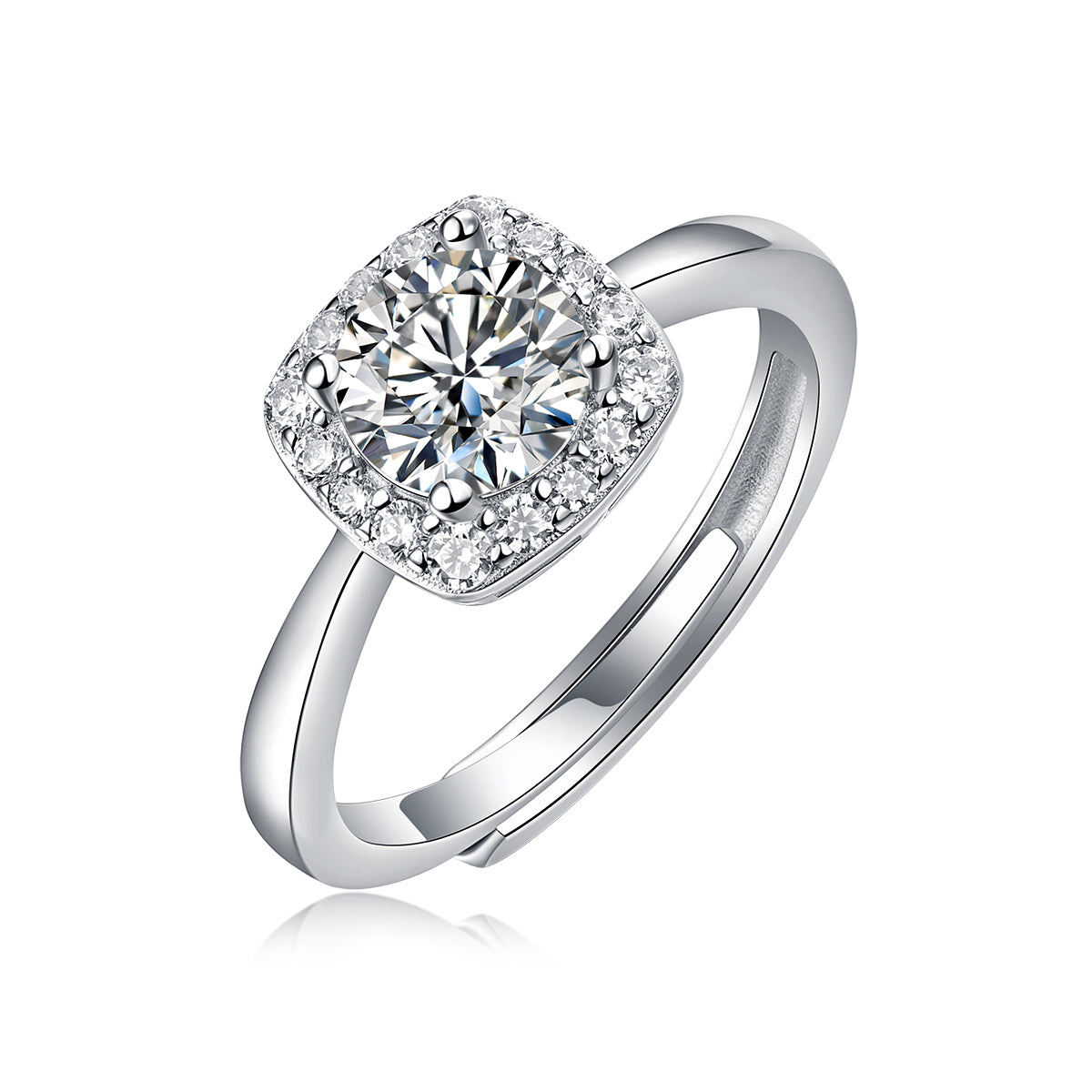 Hidden Gem Ring | Square Halo Moissanite Ring