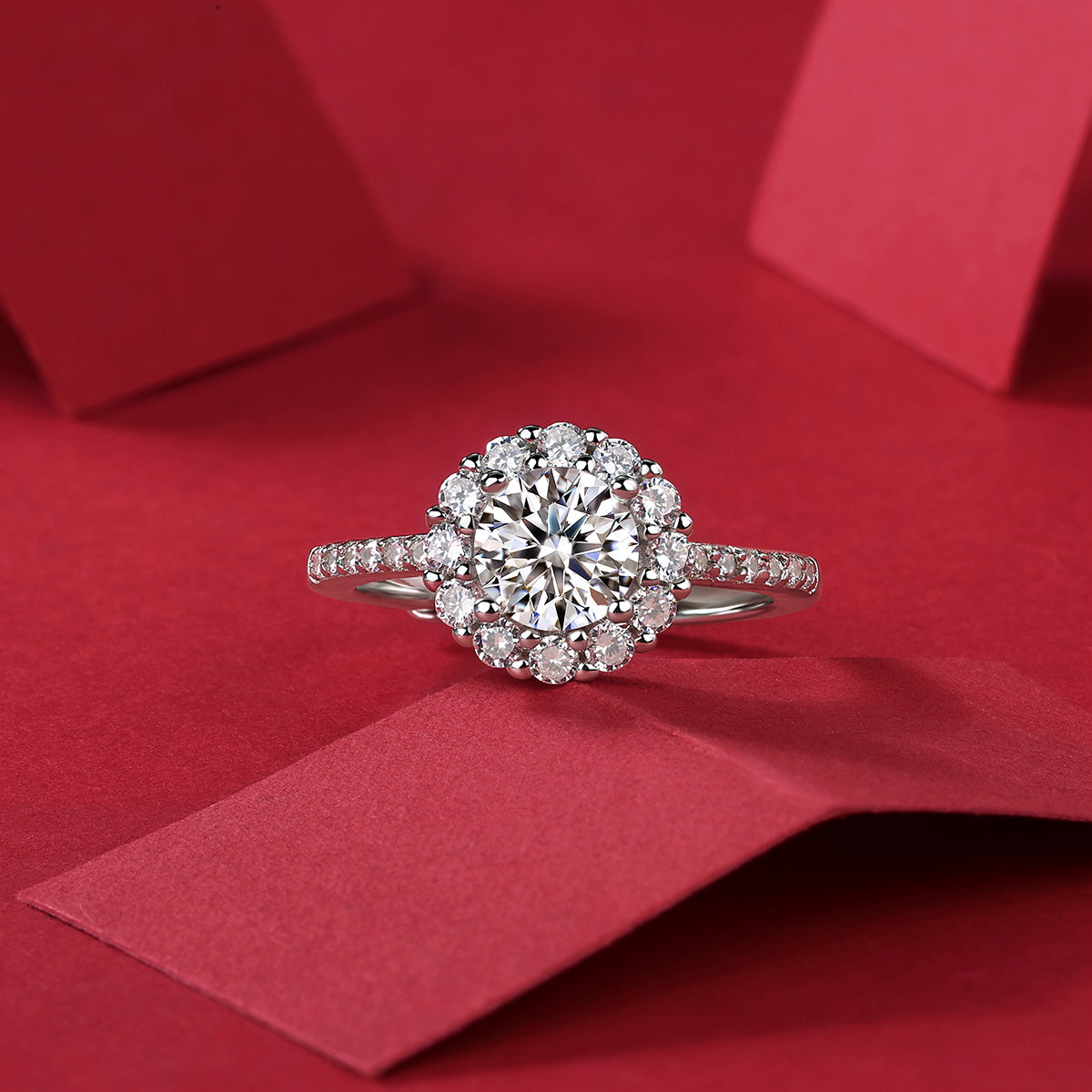 Bloom Ring | Floral Halo Moissanite Ring