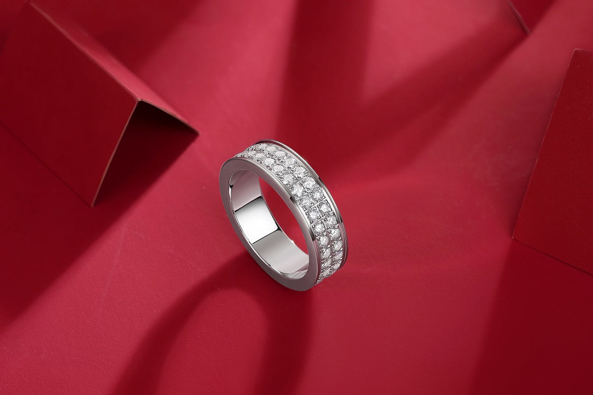 Awakening Ring | Wide Double Row Pave Band