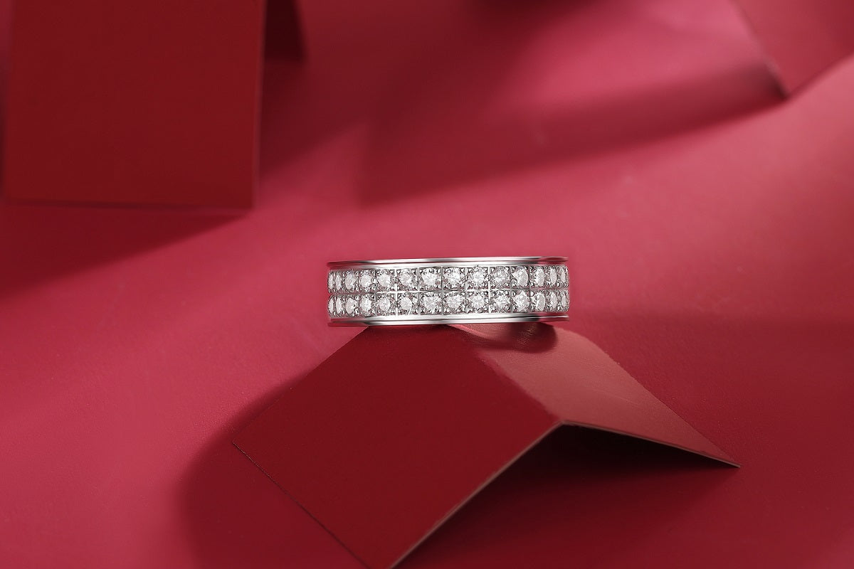 Awakening Ring | Wide Double Row Pave Band