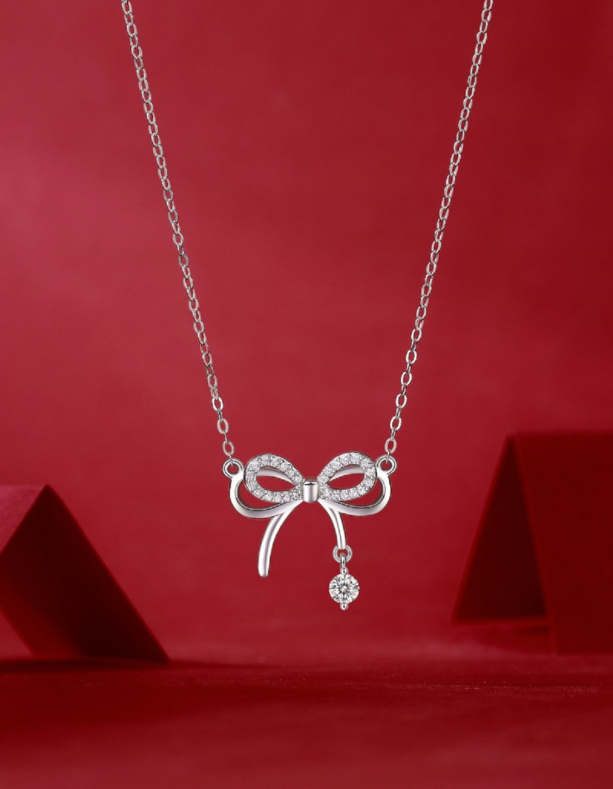 Pink Romance Bow Necklace | 925 Sterling Silver