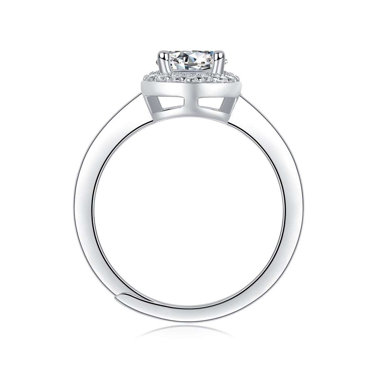 Juliet Ring | Round Halo Moissanite Solitaire
