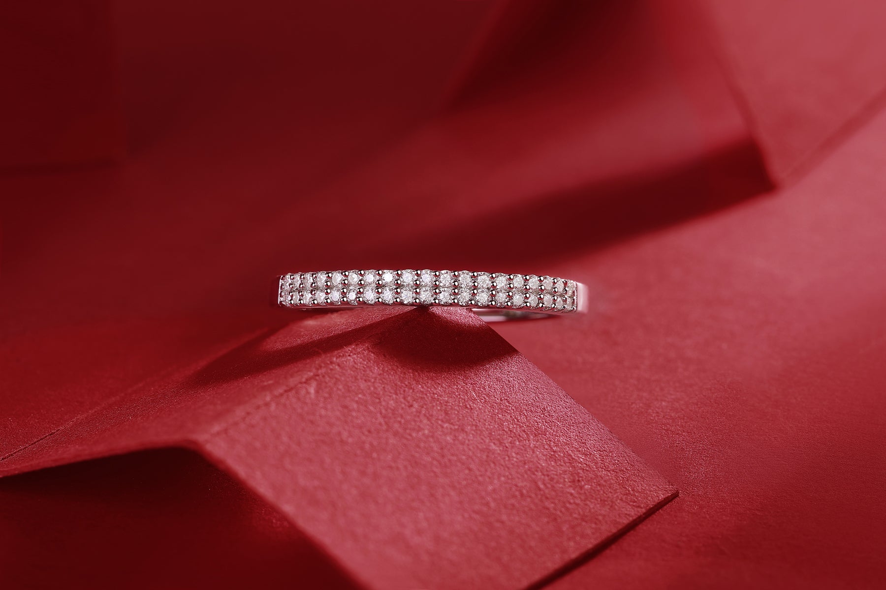 Apollo Ring | Double Row Pave Moissanite Band