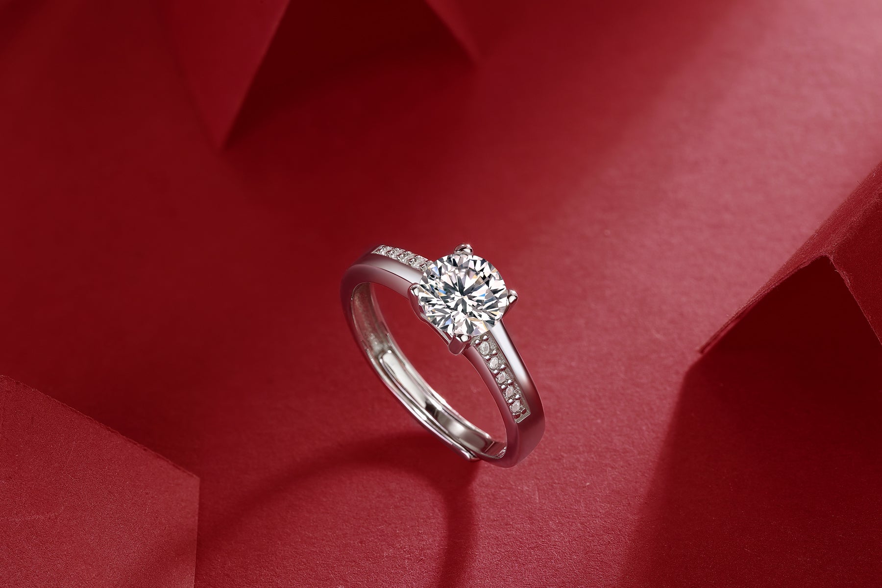Wishing Well Ring | Round Moissanite Pave Solitaire