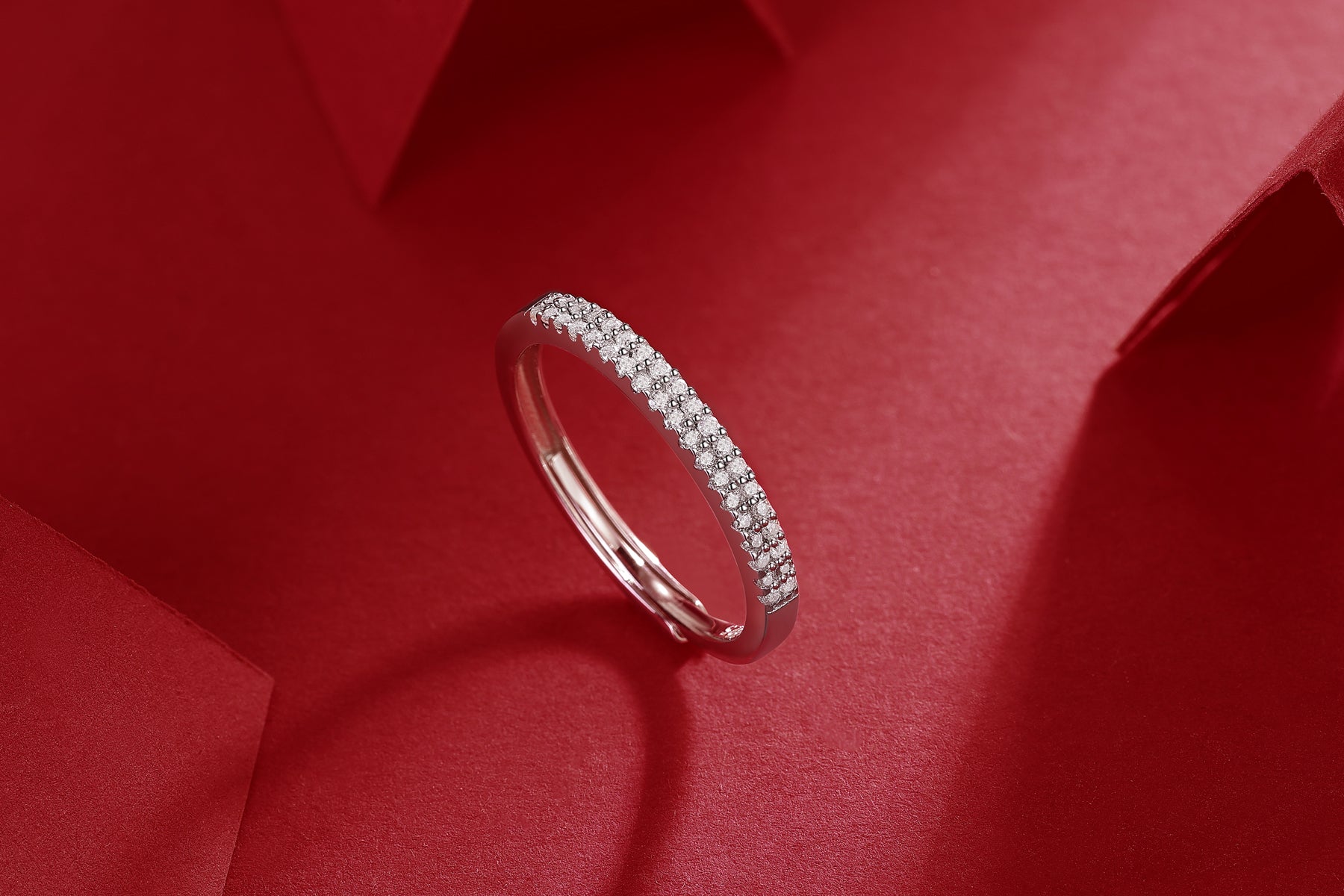 Apollo Ring | Double Row Pave Moissanite Band