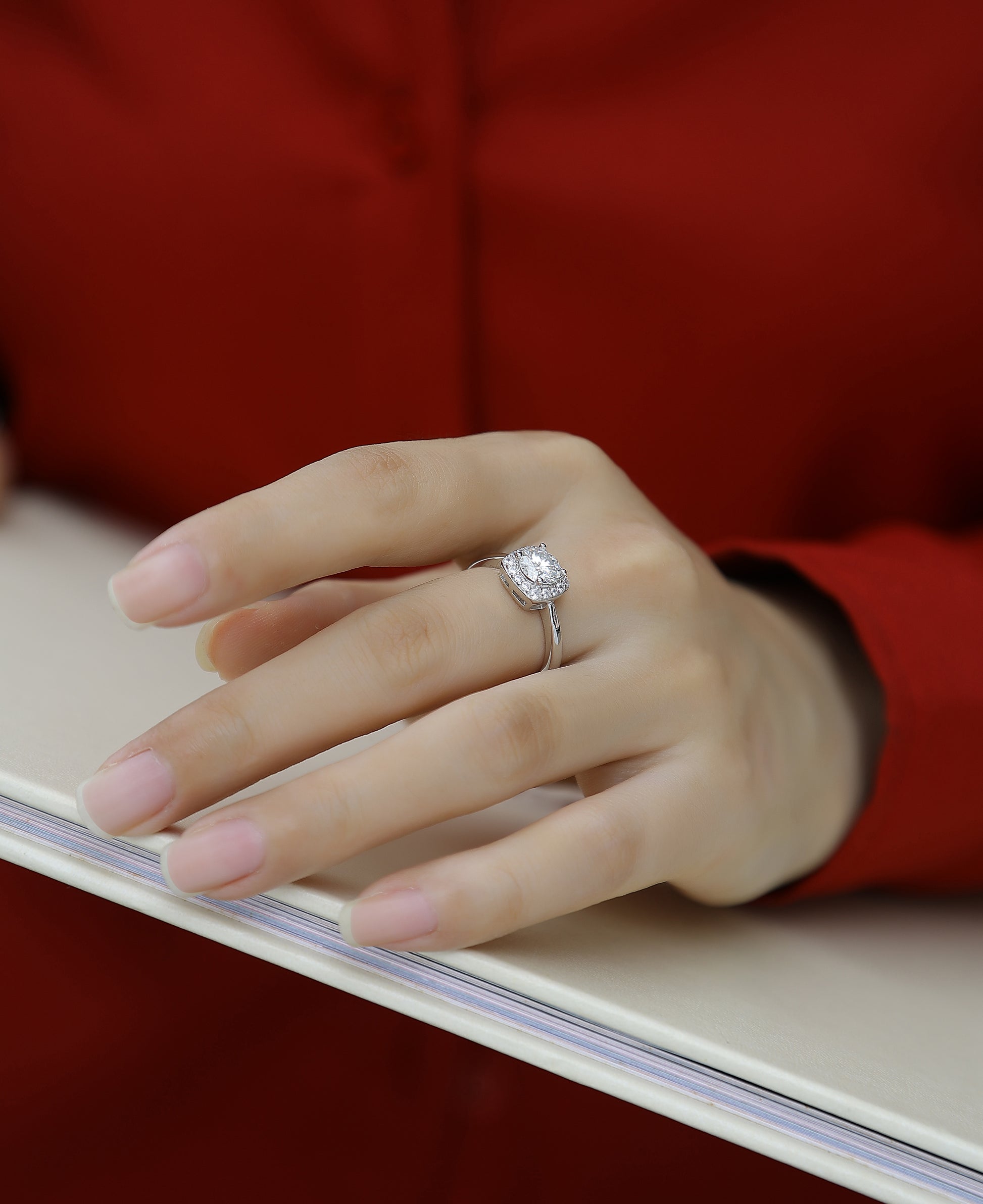 Hidden Gem Ring | Square Halo Moissanite Ring