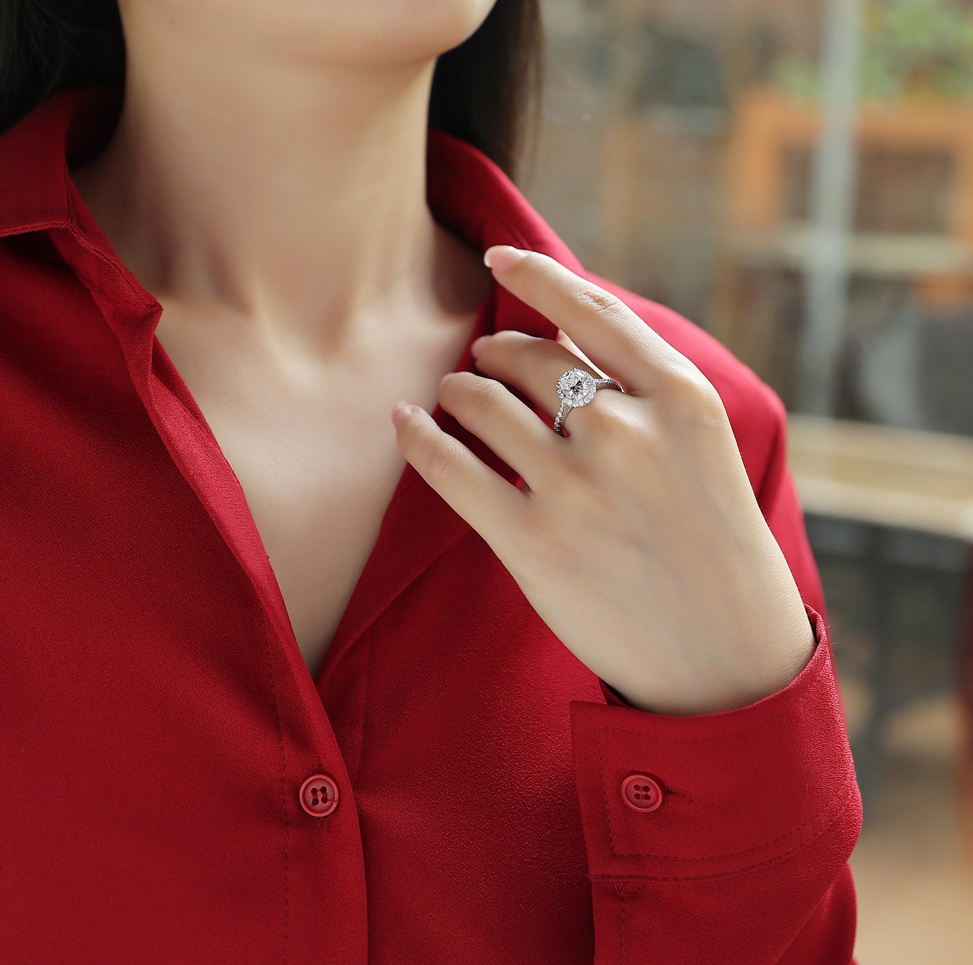 Odette Ring | Halo Moissanite Pave Ring