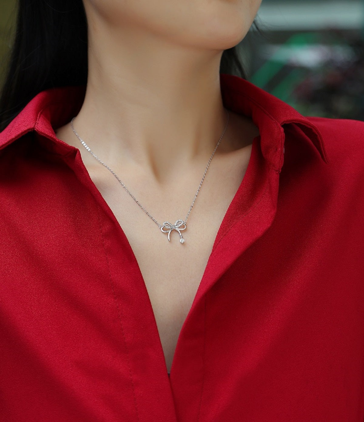 Pink Romance Bow Necklace | 925 Sterling Silver