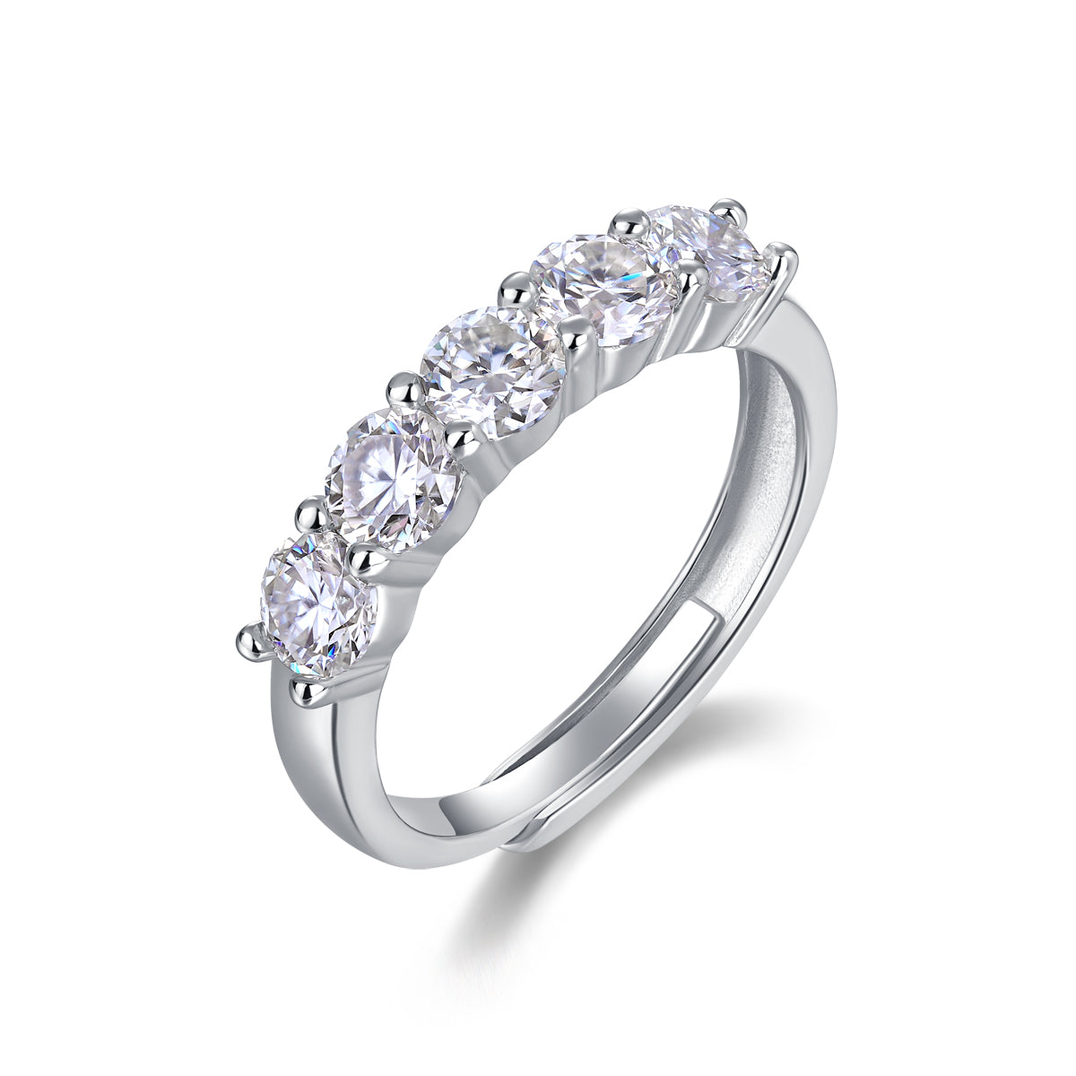 Melody Ring | Five-Stone Round Moissanite Band