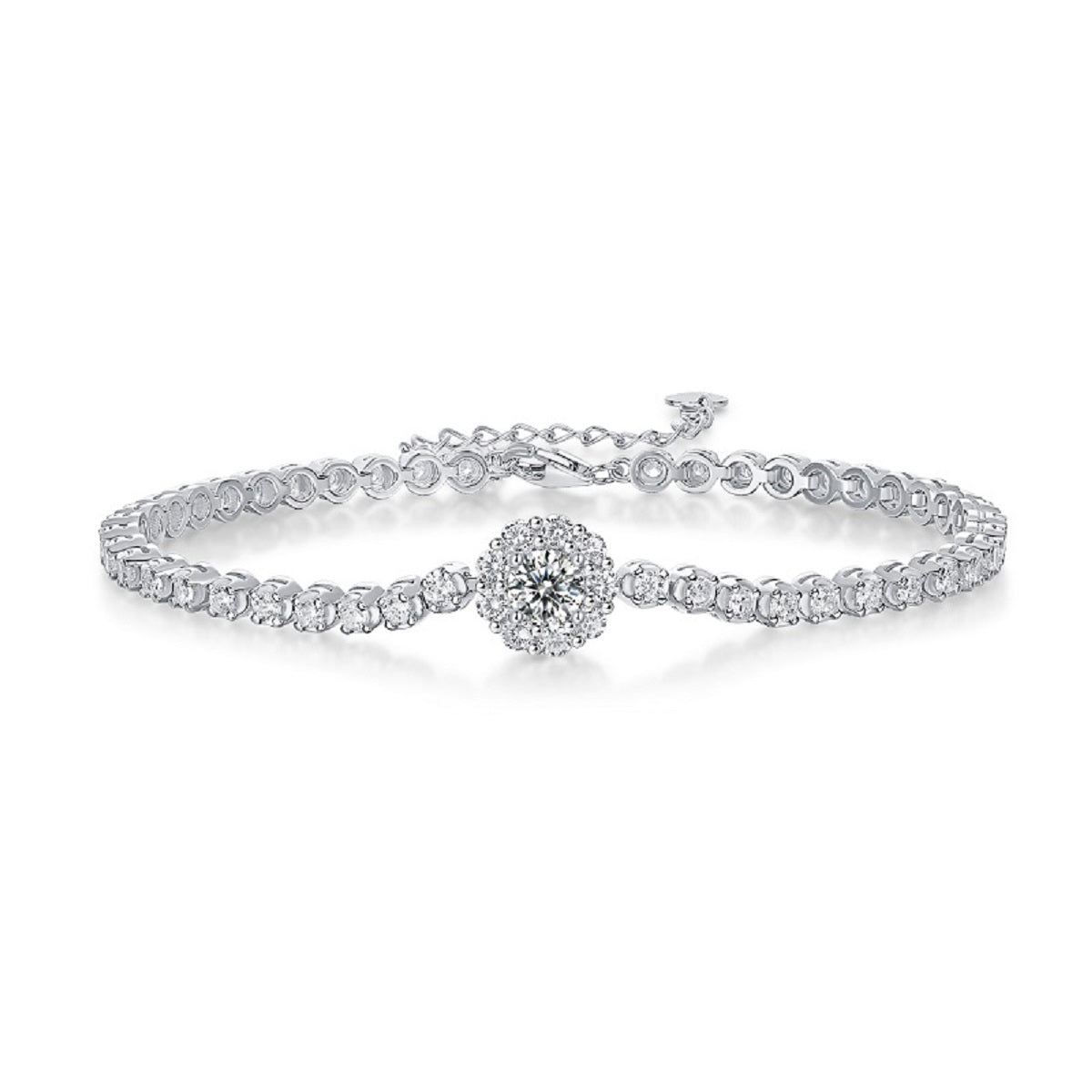 Bridge of Magpies Bow Bracelet | Round Cut Moissanite, 925 Sterling Silver