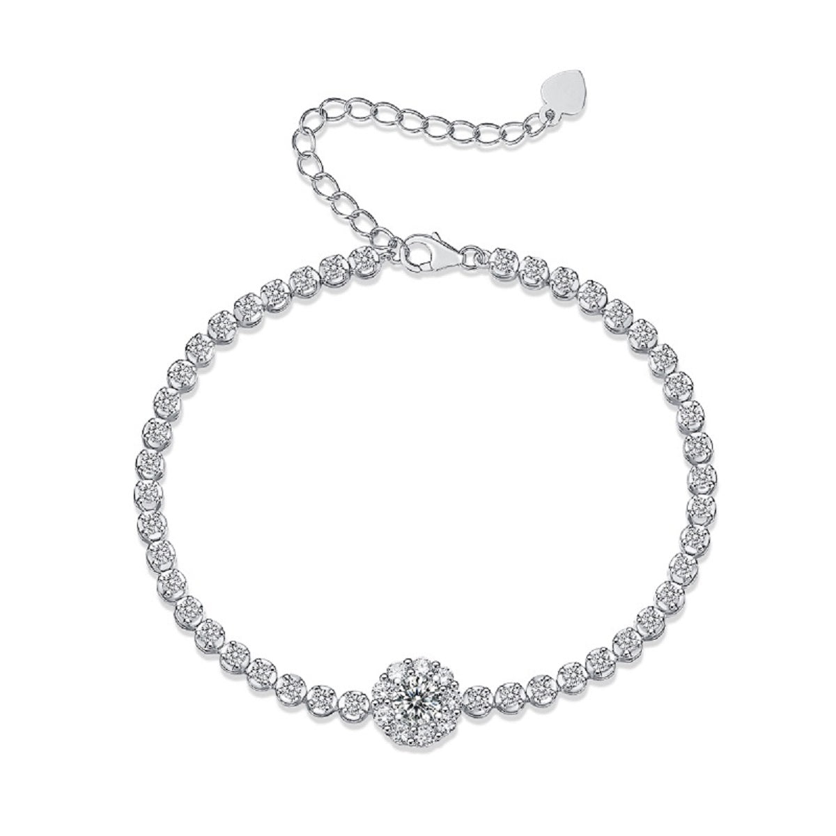 Bridge of Magpies Bow Bracelet | Round Cut Moissanite, 925 Sterling Silver