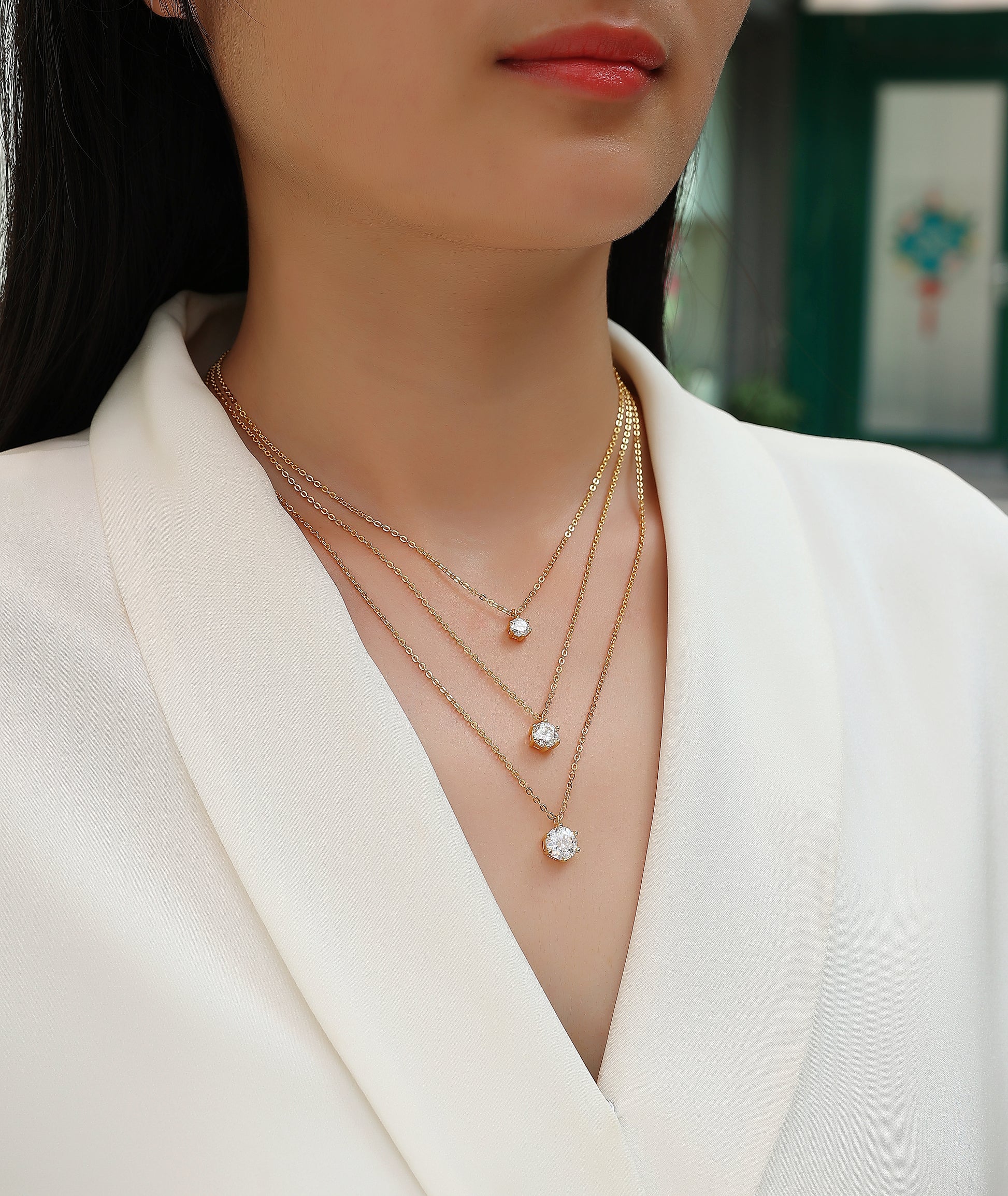 Starlight Cascade Necklace | 925 Sterling Silver, Graduated Moissanite Necklace