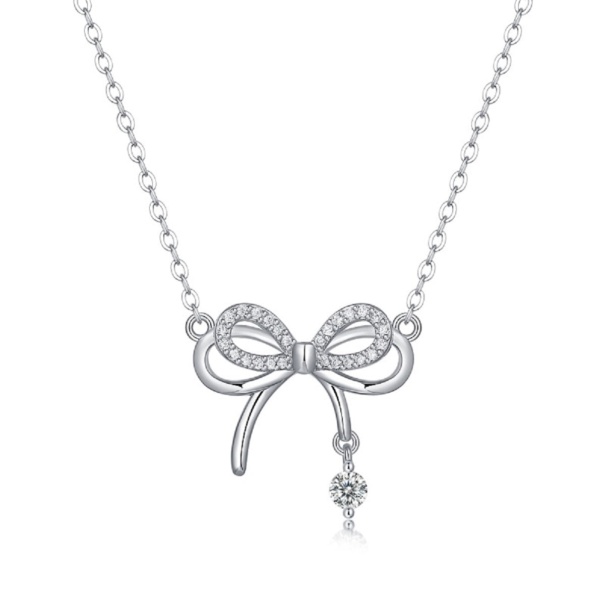 Pink Romance Bow Necklace | 925 Sterling Silver