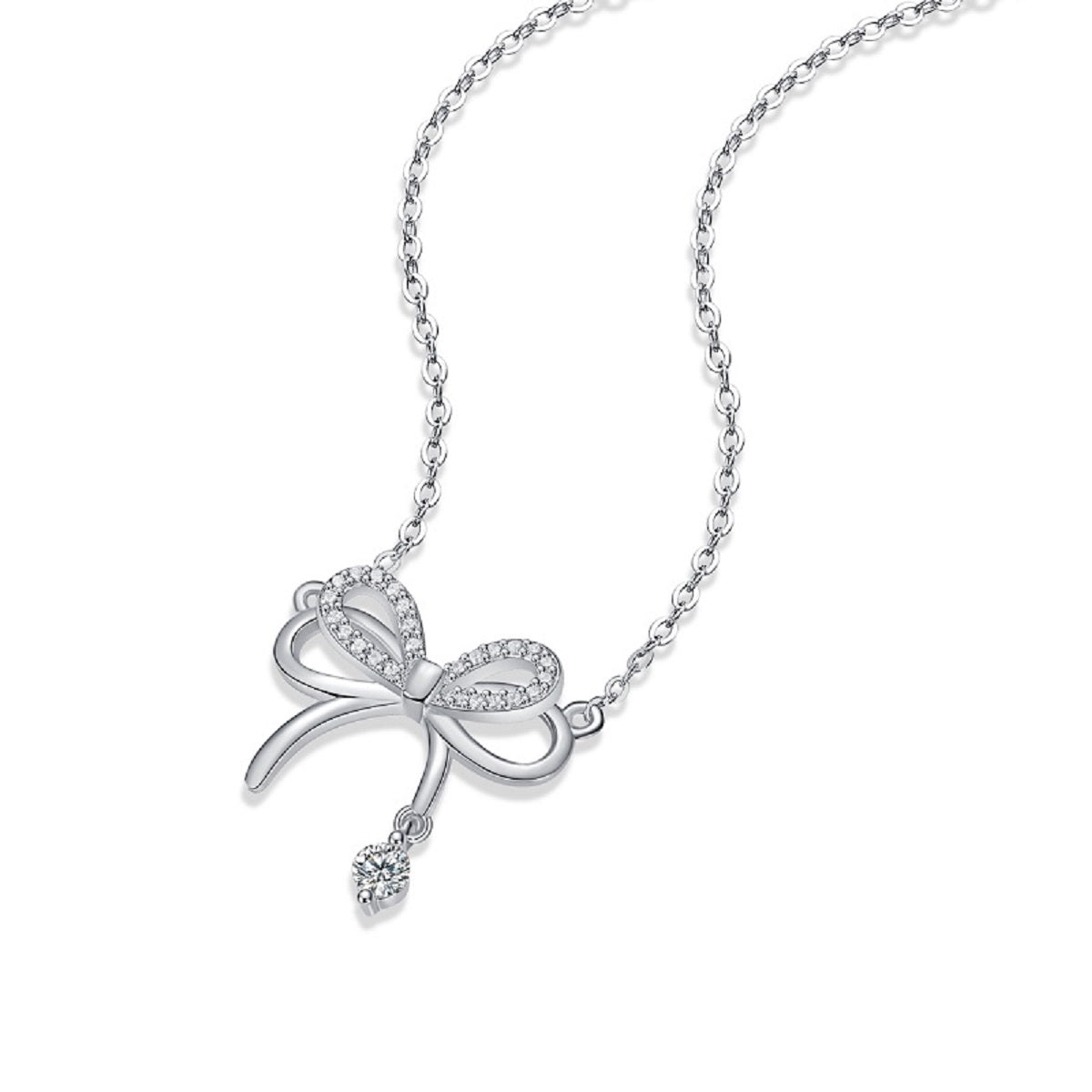 Pink Romance Bow Necklace | 925 Sterling Silver