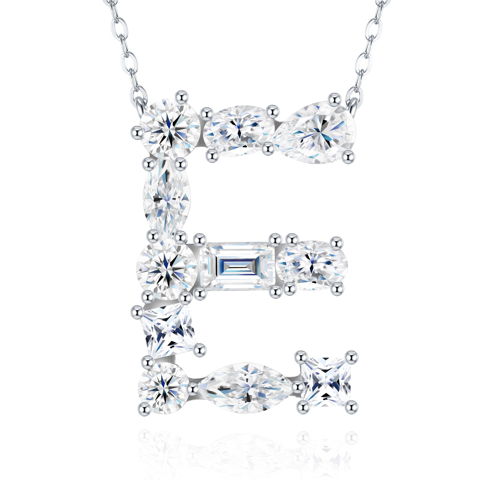 Aurora Initial Necklace | Multi-Cut Letter Pendant, 925 Sterling Silver