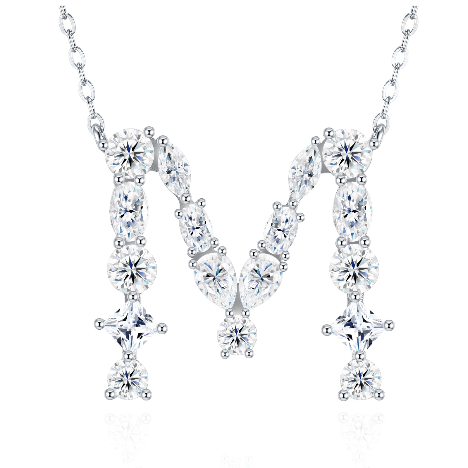 Aurora Initial Necklace | Multi-Cut Letter Pendant, 925 Sterling Silver