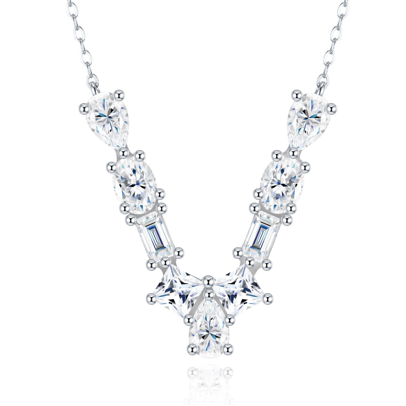 Aurora Initial Necklace | Multi-Cut Letter Pendant, 925 Sterling Silver