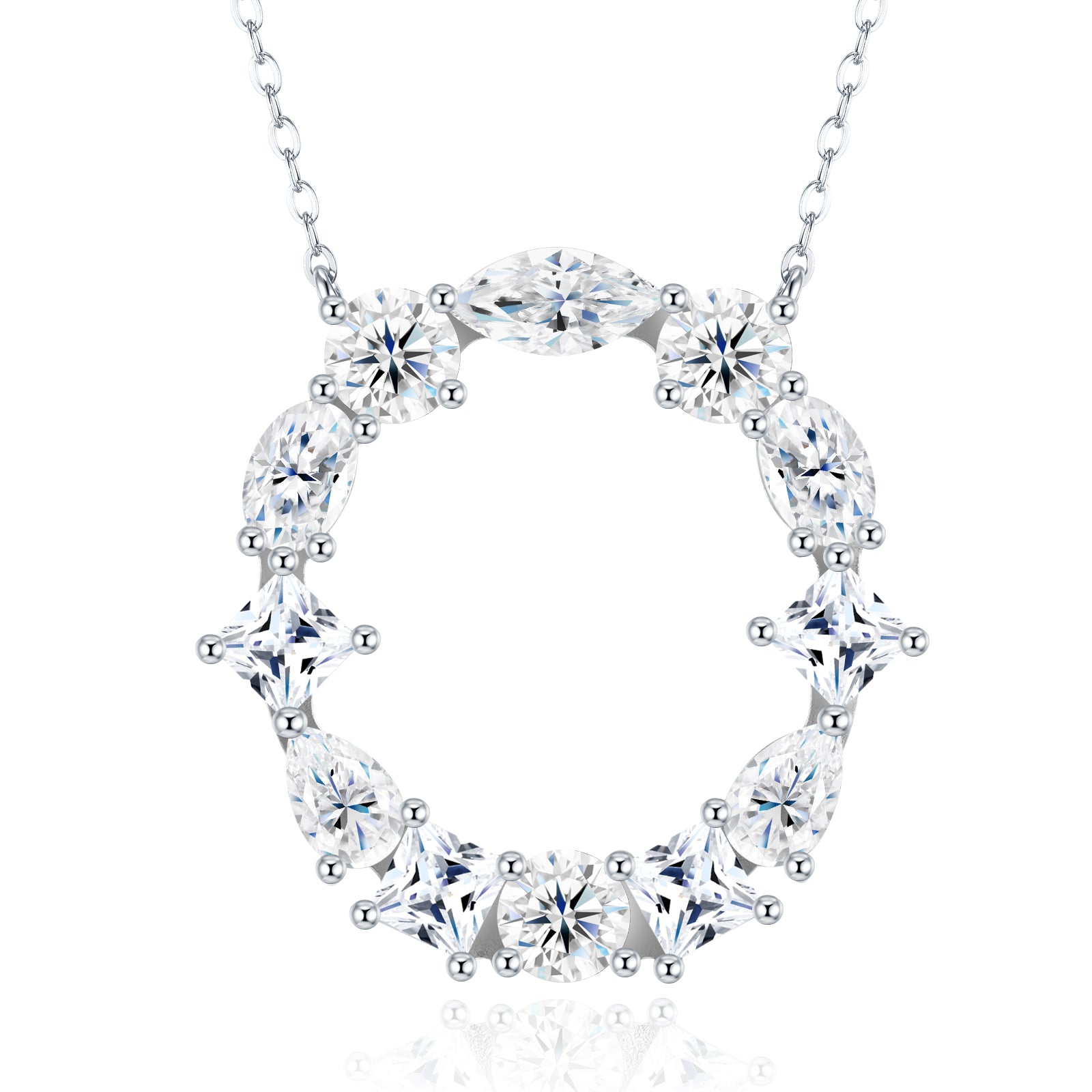 Aurora Initial Necklace | Multi-Cut Letter Pendant, 925 Sterling Silver
