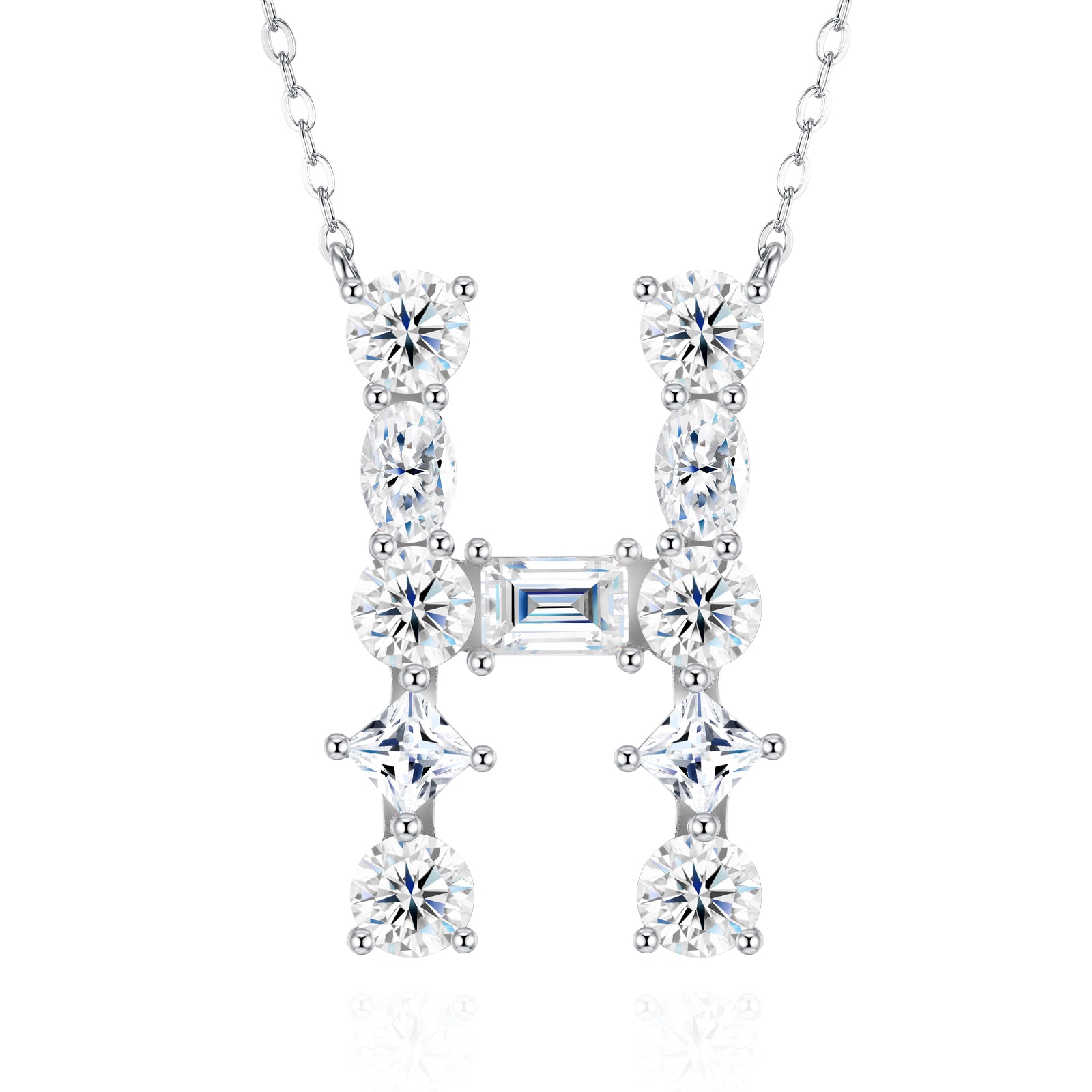 Aurora Initial Necklace | Multi-Cut Letter Pendant, 925 Sterling Silver