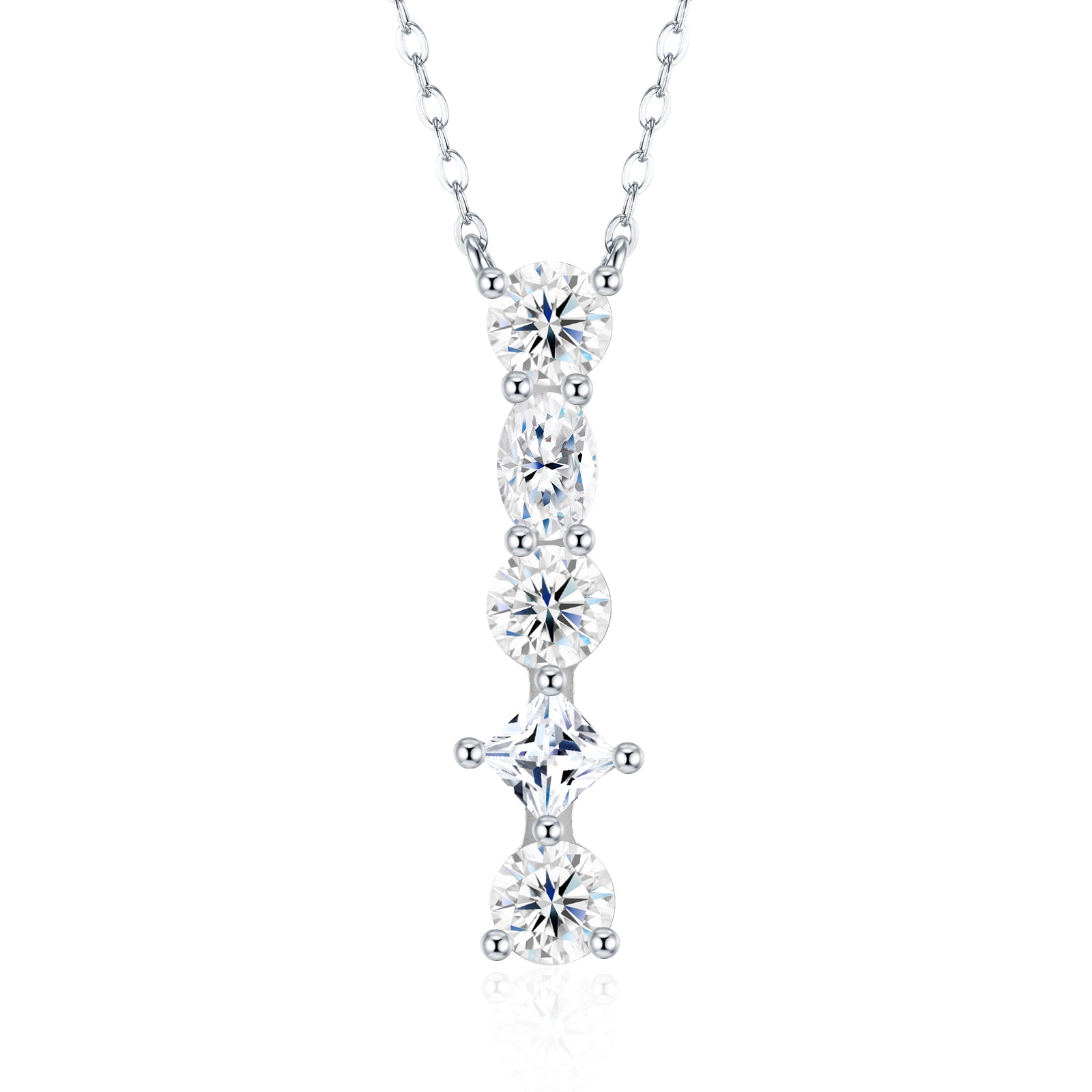 Aurora Initial Necklace | Multi-Cut Letter Pendant, 925 Sterling Silver