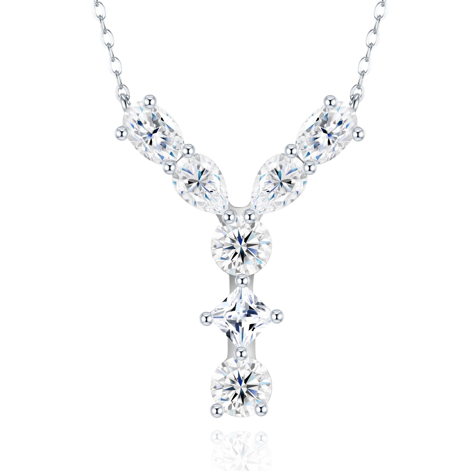 Aurora Initial Necklace | Multi-Cut Letter Pendant, 925 Sterling Silver