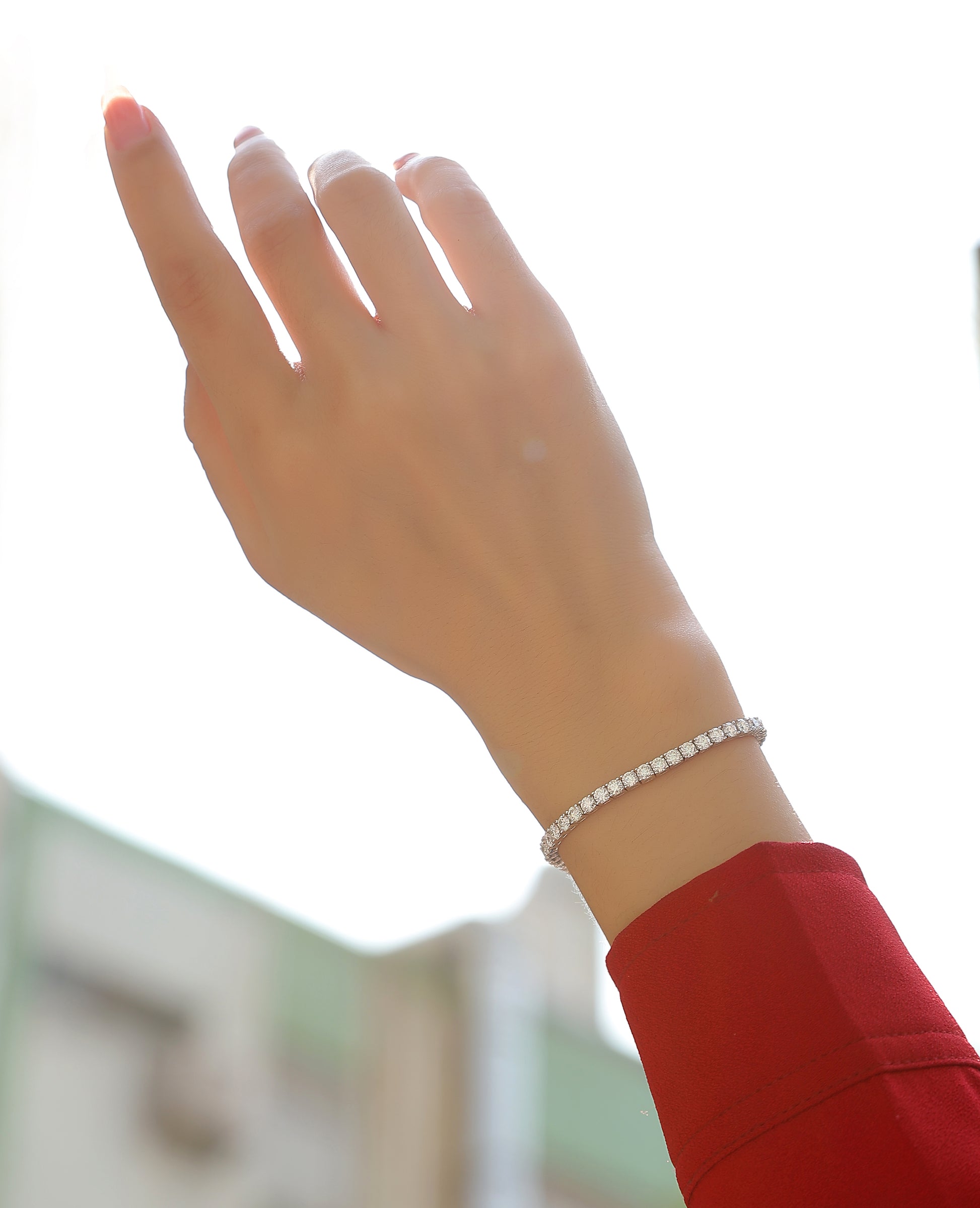 Gravitation Round Cut Moissanite Tennis Bracelet | 925 Sterling Silver
