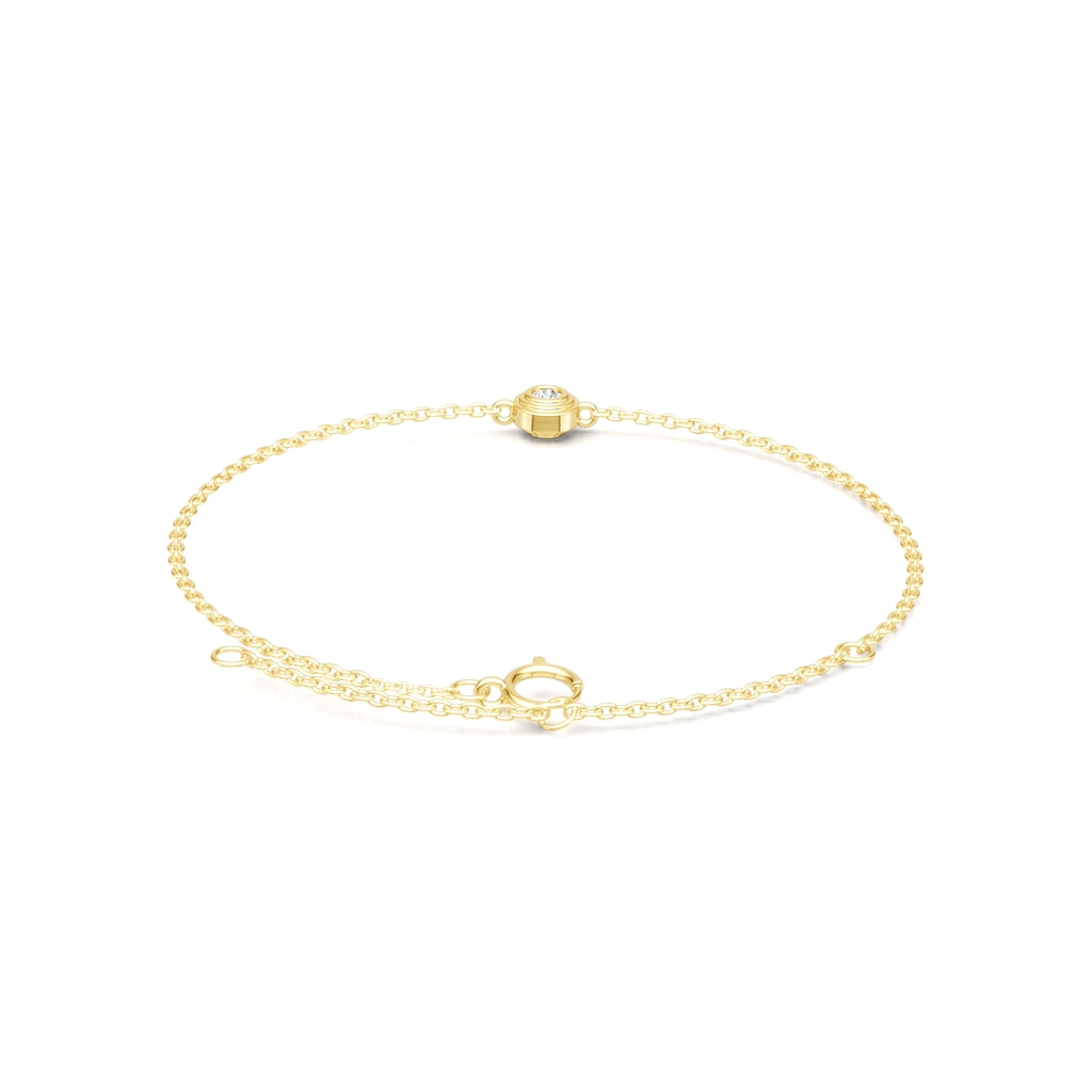 Luna Bracelet | 925 Sterling Silver, Petite Bezel Moissanite Bracelet